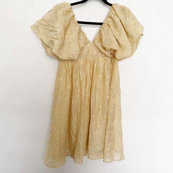 Anthropologie | Moon River | Yellow Polkadot Puff Sleeve Mini Dress - Picture 10 of 10